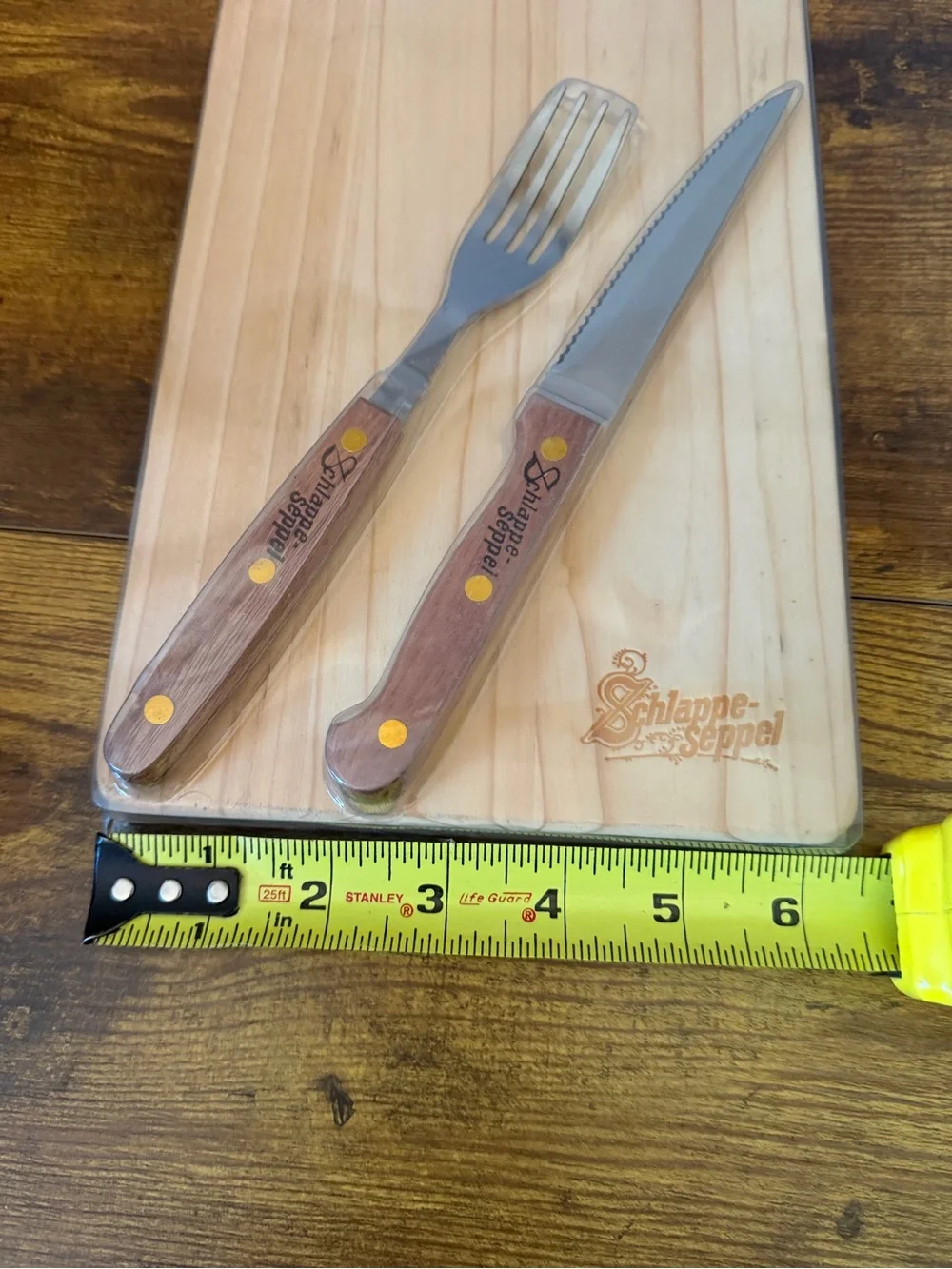 Schlappe Seppel German Brewery Steak Board Knife Fork Set Sealed Advertising NOS